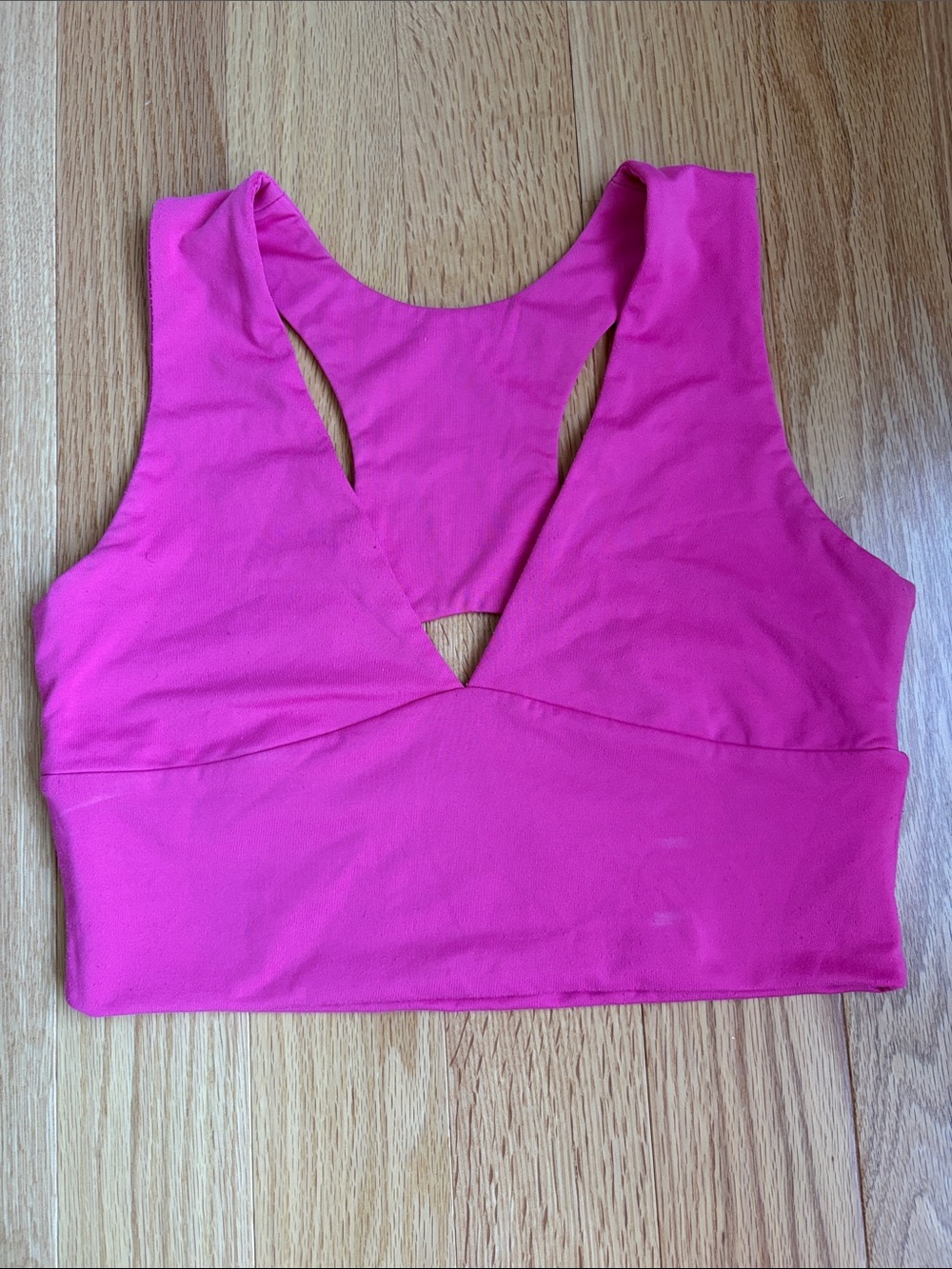 Women's Hot Pink Racerback V-Neck Sports Bralette